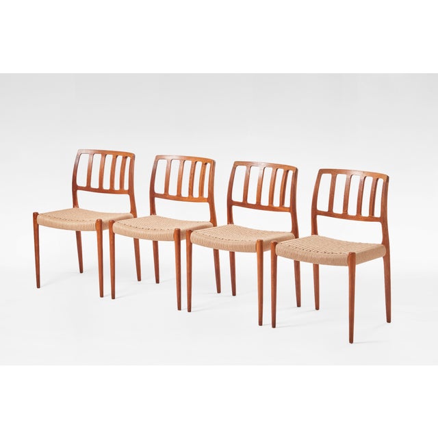 Set of four vintage Model 83 dining chairs designed by Niels Otto Møller and produced by J.L. Møller Møbelfabrik in...