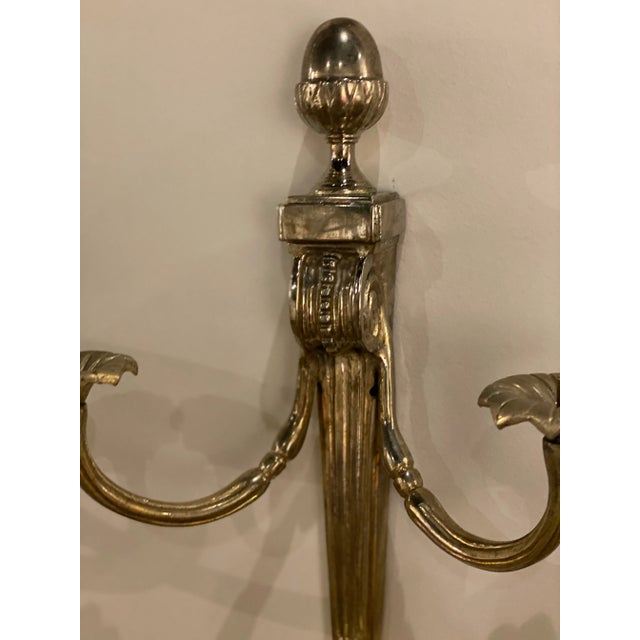Metal 1920's French Empire Silver Sconces For Sale - Image 7 of 8