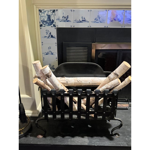 Victorian Antique Victorian Wrought Iron Fireplace Fire Basket For Sale - Image 3 of 12