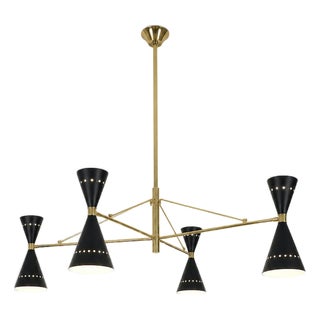 Vintage Black Double Cone Chandelier, 1970s For Sale