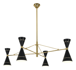 Vintage Black Double Cone Chandelier, 1970s