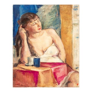 S. Wolfe Danziger Seated Semi-Nude Figure Oil For Sale