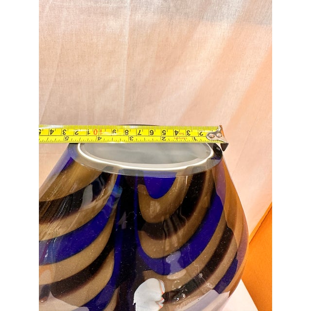 Artistic Italian Vase in Beige Hand-Made Murano Glass With Blue and Brown Reeds For Sale - Image 6 of 6