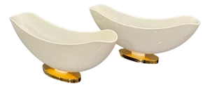 1950s Pair of KPM Porcelain "Flower Boat" Footed Vases