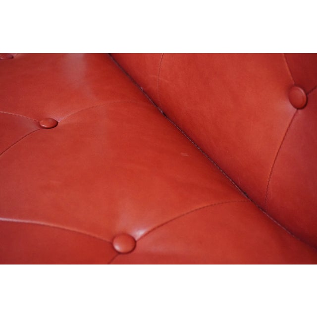 Red Tufted Leather William Switzer Armless Chair Dauphin For Sale - Image 13 of 15