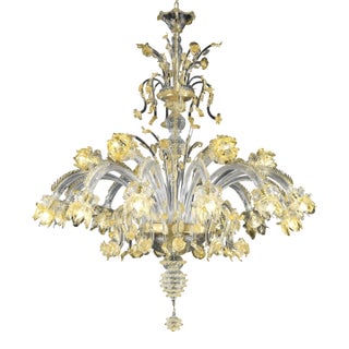 Huge Luxury Italian Chandelier With Flowers and Leaves Murano Glass For Sale