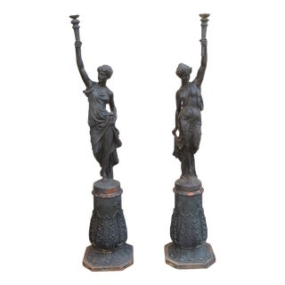 Antique Cast Iron Torchères, 1800s, Set of 2 For Sale
