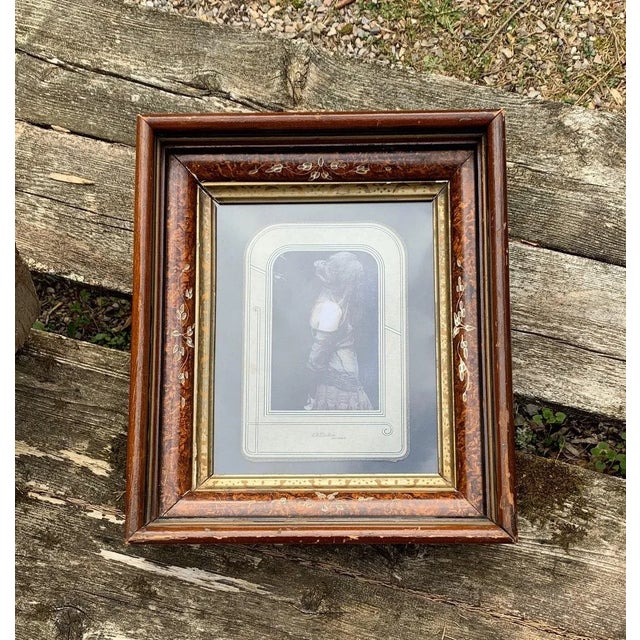 Antique Victorian Cabinet Card, Paired With Contemporary Fashion Photo in Antique Frame For Sale - Image 4 of 9