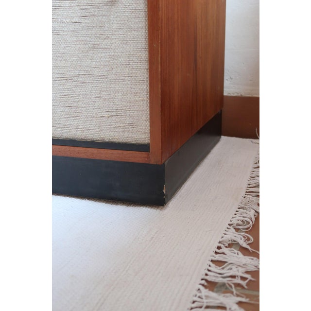 1970s Low Teak Sideboard with Sliding Canvas Doors, 1960s For Sale - Image 5 of 18