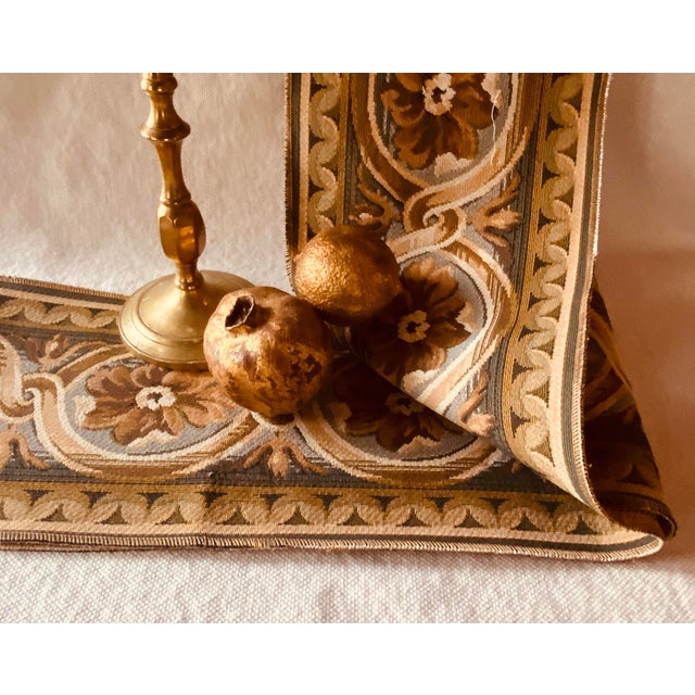 Scalamandré Woven Tapestry Border Remnant | Tobacco Amber Sage | 7"w × 104"l For Sale - Image 10 of 13