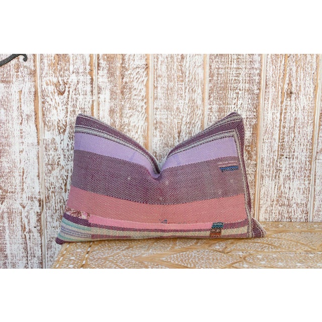 Deo Vintage Lumbar Boho Kantha Pillow For Sale - Image 9 of 9