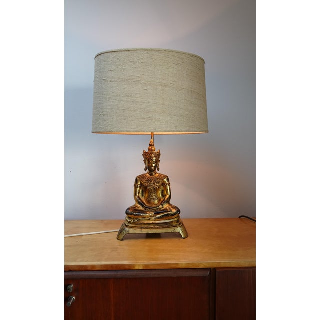 Gold Ayutthaya Phra Chai Bronze Adjustable Gilded Table Lamp, 1960s For Sale - Image 8 of 18