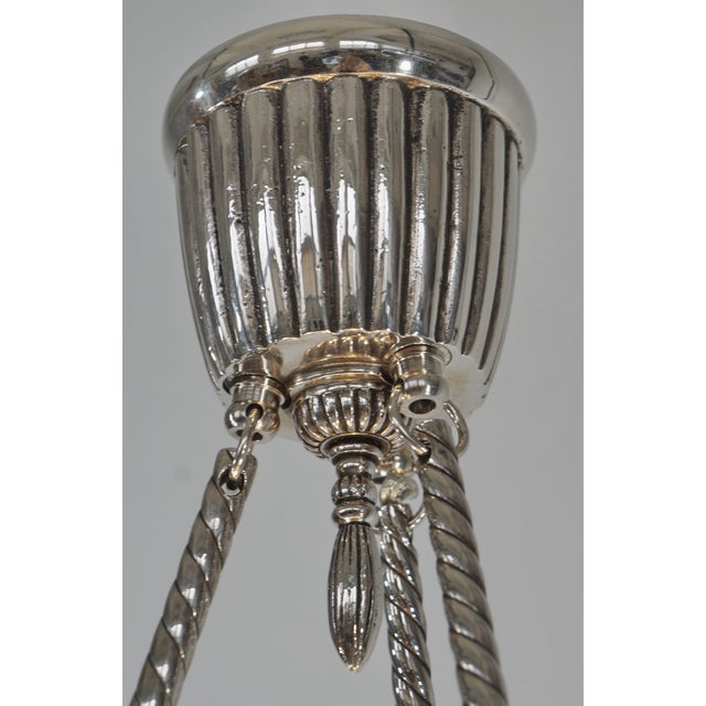 French Art Deco Pendant Light by Georges Leleu 1930 France For Sale - Image 11 of 13