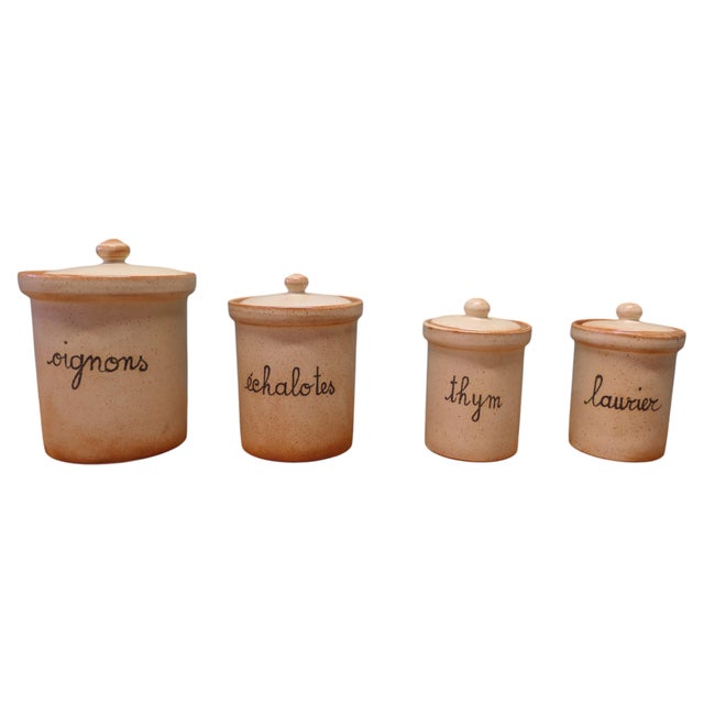 Ceramic French Earthenware Spice Crocks Storage Set, 1960, Set of 4 For Sale - Image 7 of 7