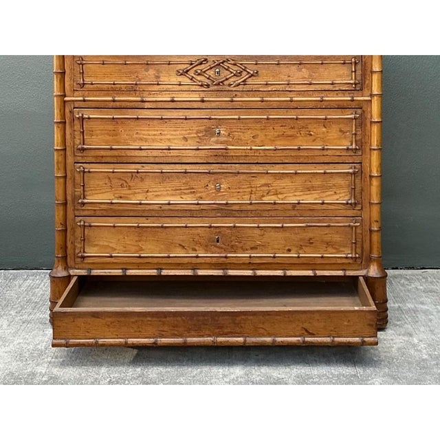Vintage Wood and Marble Faux Bamboo Chest For Sale In West Palm - Image 6 of 16