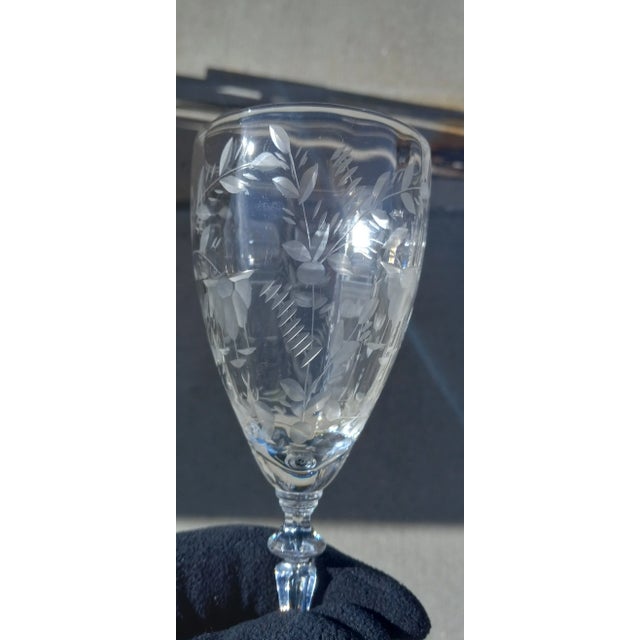 1930s 1930s Rock Sharpe Water Glasses Bird of Paradise Floral Set of Five (5x) For Sale - Image 5 of 12