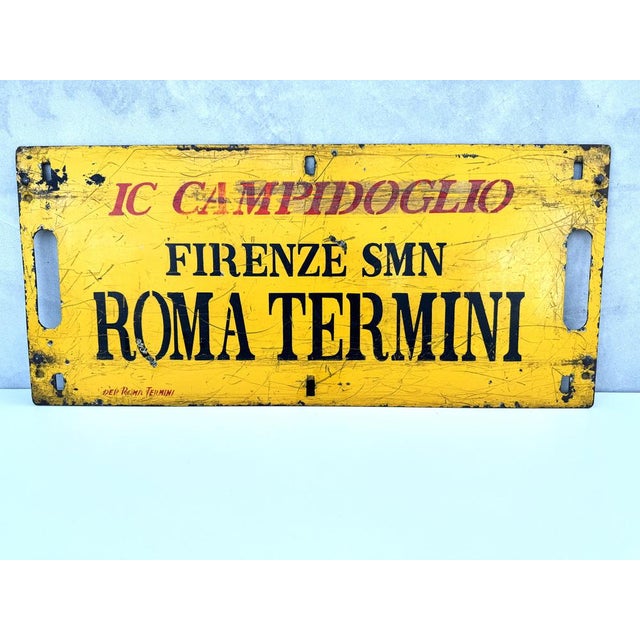 Vintage Italian Double-Sided Metal Train Route Sign: Roma Termini to Firenze SMN, 1970s For Sale - Image 10 of 17