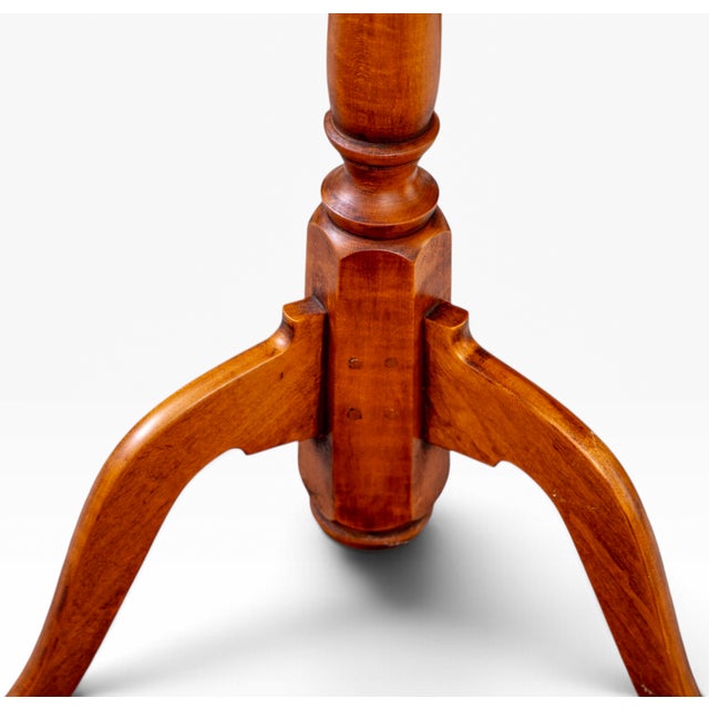 Wood Late 20th Century Eldred Wheeler Bench-Made Tiger Maple Hexagonal Candlestand Pedestal Table For Sale - Image 7 of 9