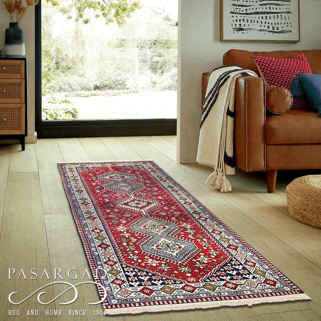 Traditional Pasargad DC Fine Hand Knotted Yalameh Runner Rug For Sale - Image 3 of 4