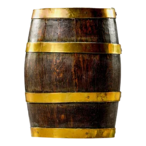 Antique English Dark Oak Barrel With Brass Bands