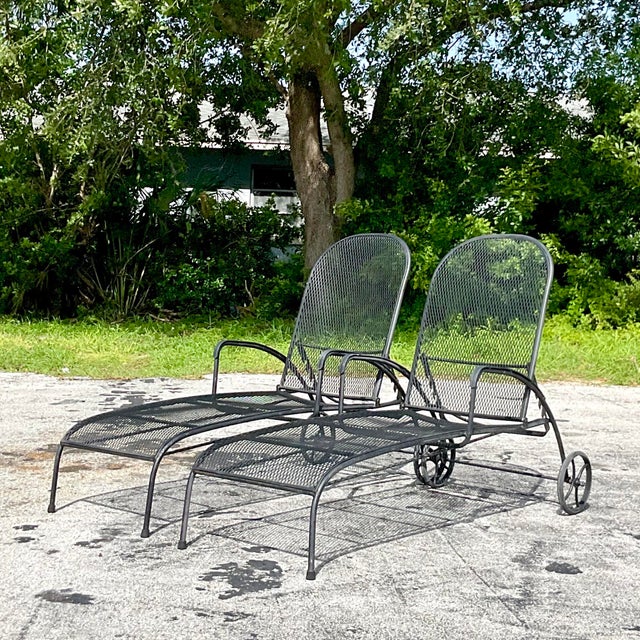 Vintage Coastal Wrought Iron Chaise Lounge a Pair Chairish