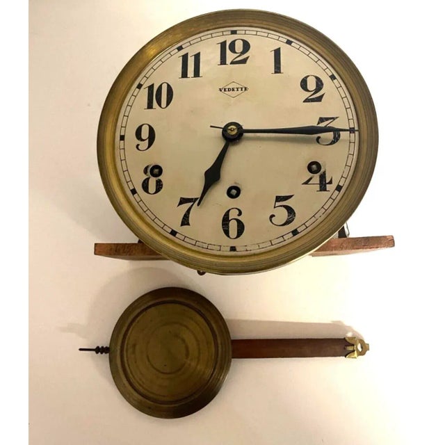 Antique French Vedette Wooden Wall Clock For Sale In Philadelphia - Image 6 of 12