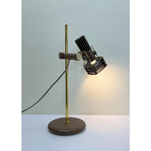 Mid-Century Modern Brass and Brown Acrylic Table Lamp from Hustadt, 1970s For Sale - Image 3 of 15