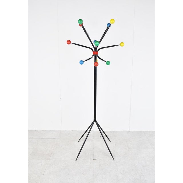 Fabulous XL modernist multicolour atomic coat stand. This remarkable coat stand has 12 coloured wooden balls. Suitable for...