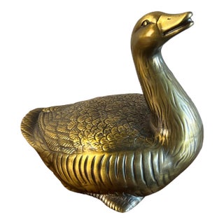 Large Vintage Brass Goose or Duck For Sale