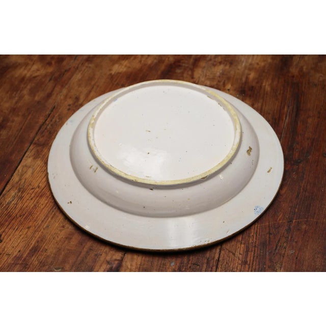 Blue 19th Century Portuguese Large Blue and White Wall Plate Depicting Palaces, Earthenware, Faience For Sale - Image 8 of 13