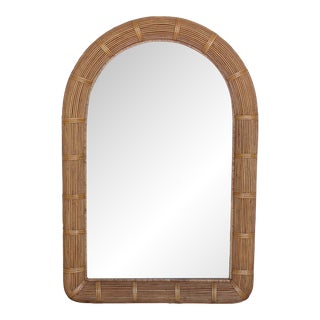 Vintage Pencil Reed Arch Shaped Wall Mirror For Sale
