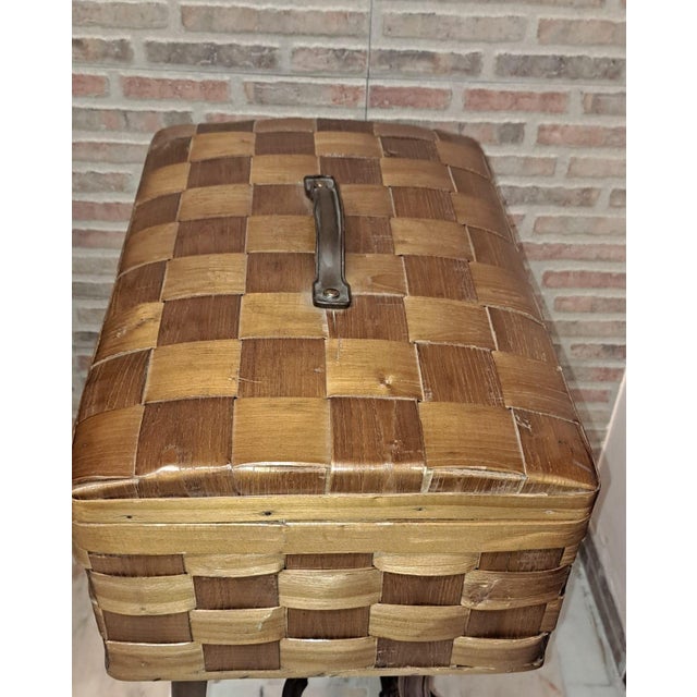 1970s Vintage Woven Wooden Box, 1975 For Sale - Image 5 of 9