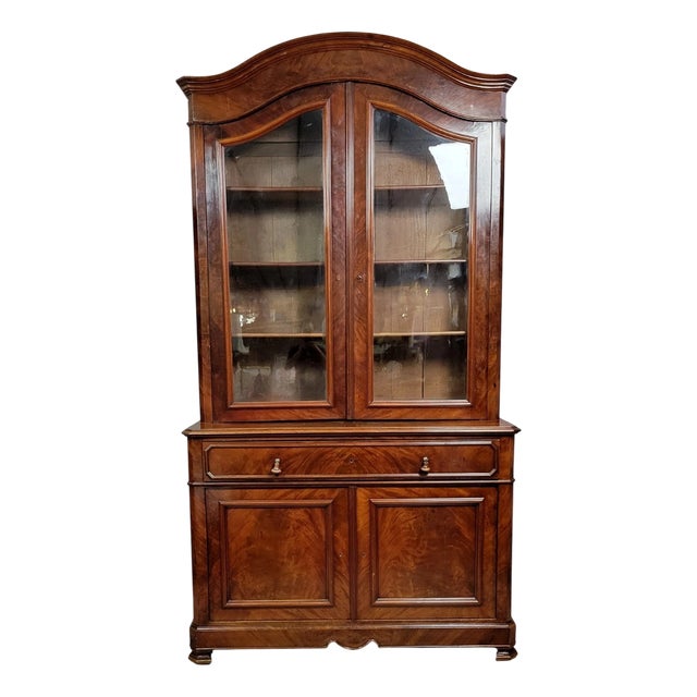 Louis Philippe Mahogany Display Bookcase with Secretary, 1830 For Sale