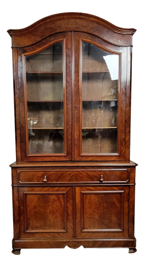 Louis Philippe Mahogany Display Bookcase with Secretary, 1830