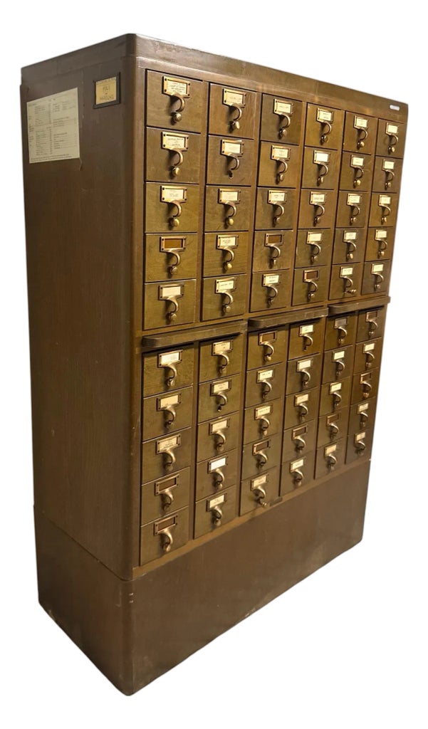 Vintage Gaylord Bros. 60-Drawer Library Card Catalog Cabinet With