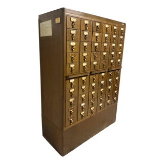 Vintage Gaylord Bros. 60-Drawer Library Card Catalog Cabinet With 3 Pull-Out Shelves For Sale