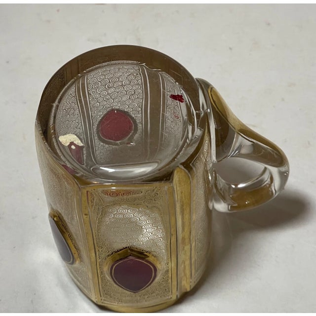 Rare Antique Handmade Moser Jewel Glass Crystal Tea Cup W/ Measurement Cabochon For Sale - Image 9 of 12
