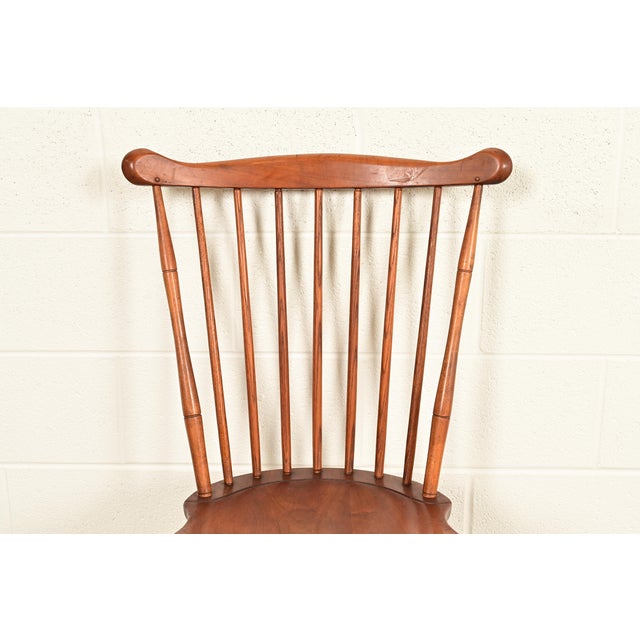 L. & J. G. Stickley American Colonial Solid Cherry Wood Spindle Back Windsor Side Chairs or Dining Chairs, Pair For Sale In South Bend - Image 6 of 16