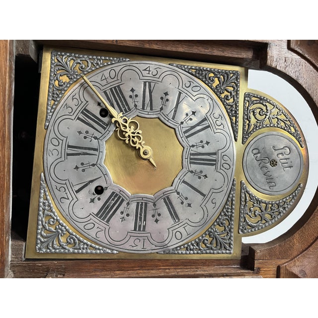 Louis XV Carved Oak Grandfather Clock, 18th Century For Sale - Image 15 of 17