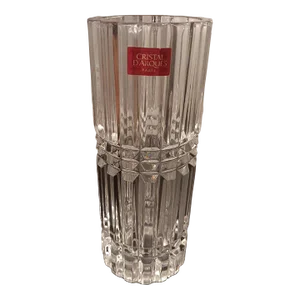 1970s Cristal D Arques Cut Crystal Cylinder Vase Made in France