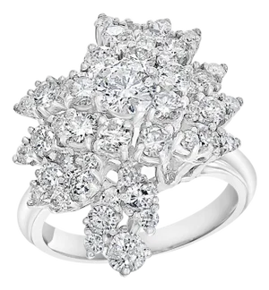2.5 Carat Diamond Cluster Cocktail Ring 18 Karat White Gold 12.8 Grams Ring