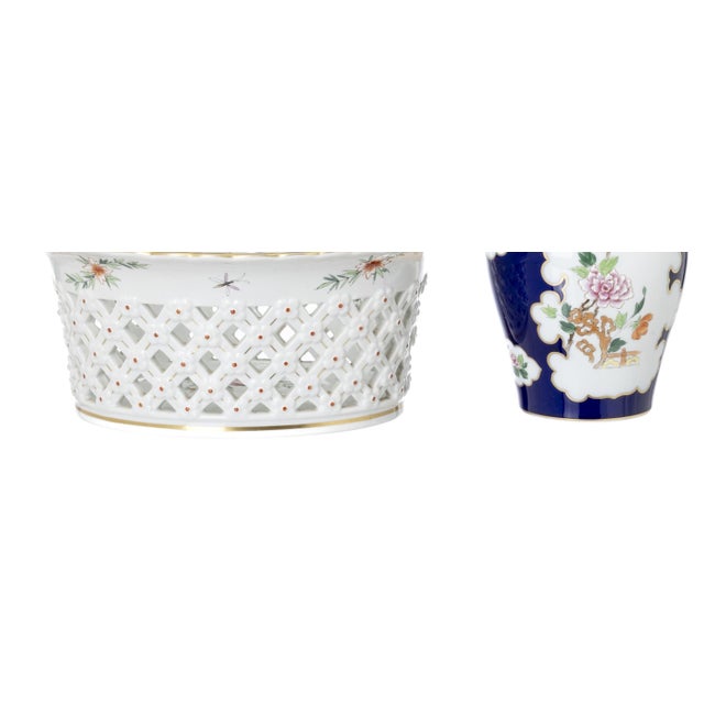 Porcelain Jar with Lid and Fruit Bowl from Vista Alegre, Set of 2 For Sale - Image 5 of 7