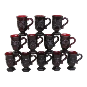 Avon 1876 Cape Cod Collection Set of 12 Footed Pedestal Mugs Cups 4206b