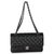 Black Black Quilted Caviar Medium Classic Double Flap Handbag For Sale - Image 8 of 9
