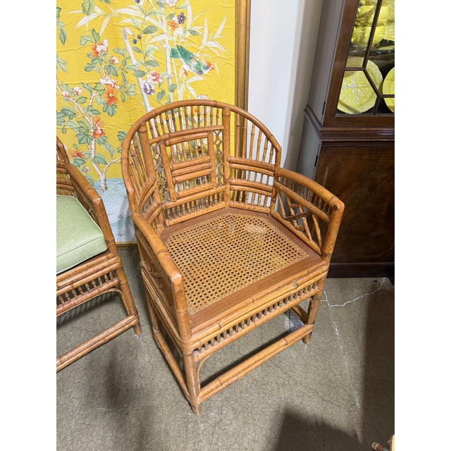 Mid 20th Century Brighton Pavilion Bamboo Arm Chairs Pair by Thomasville For Sale - Image 10 of 11