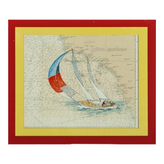 Catalina Island Sailboat Gouache Painting For Sale