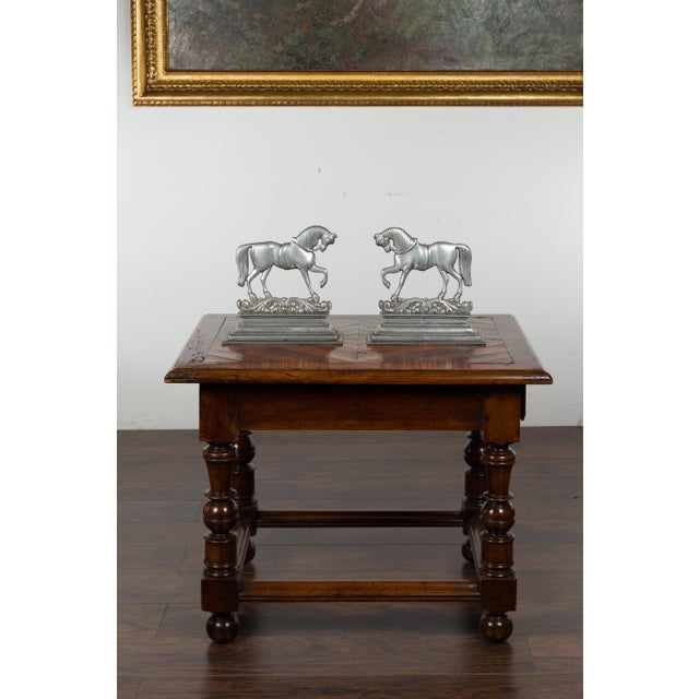 Early 20th Century Pair of English Turn of the Century Metal Bookends Depicting Prancing Horses For Sale In Atlanta - Image 6 of 12