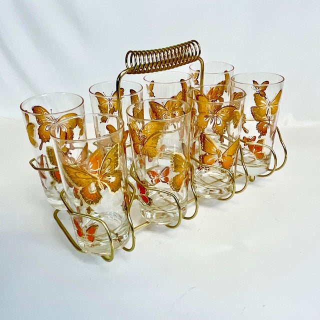 Mid 20th Century Hollywood Regency Boho Chic Atomic Butterfly Tumbler Glassware Set - 9 Piece Set For Sale - Image 9 of 12