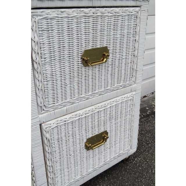 Hollywood Regency Wicker Painted White File Nightstand Chairish