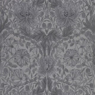 Morris & Co Pure Honeysuckle & Tulip Wallpaper in Black Ink For Sale